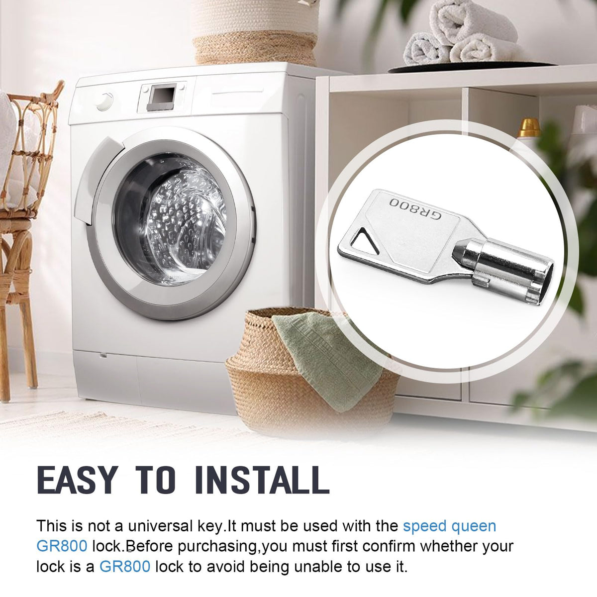 GR800 Key Washer Compatible With Speed Queen Dryer Laundry Lock