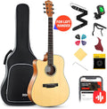 Left Handed Acoustic Guitar Kit for Beginner Adult Full Size Cutaway Lefty Acustica Guitarra Bundle Set with Bag