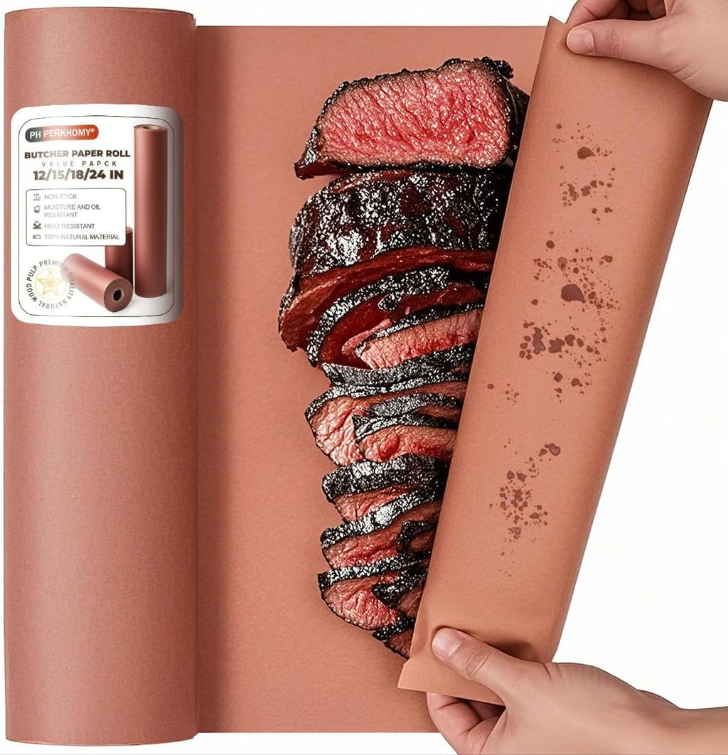 PerkHomy 18" x 200' (2400") Pink Butcher Paper Roll for Smoker BBQ Grilling Smoking Meat Unbleached Uncoated Unwaxed