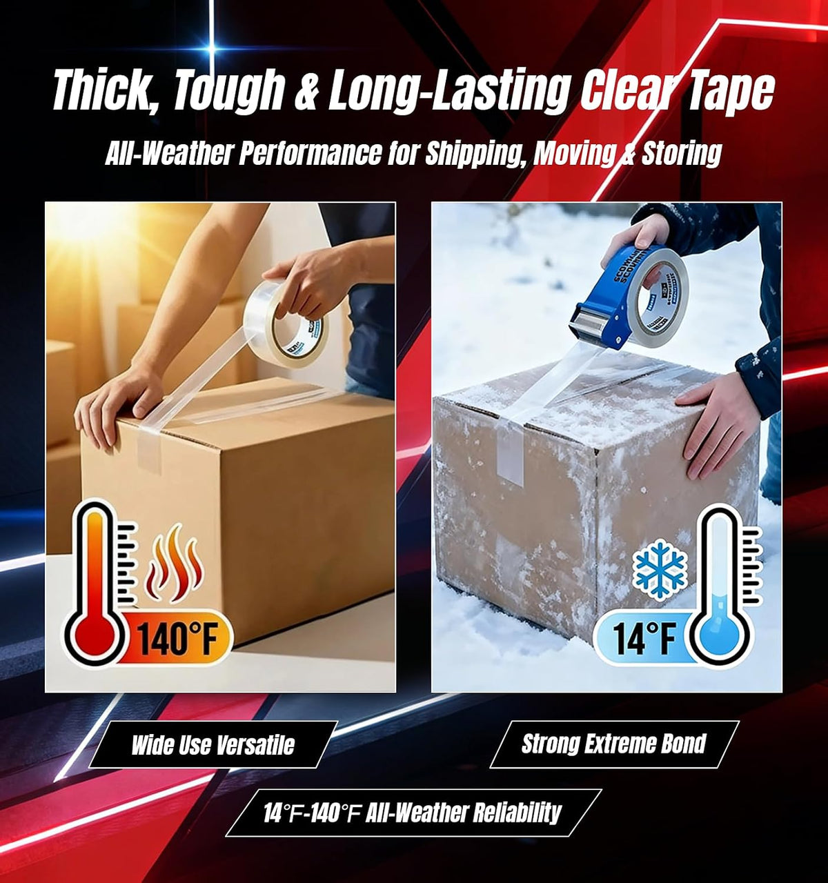 Clear Packing Tape Refills Heavy Duty,36 Pack,2.7 Mil,2"×68 Yd