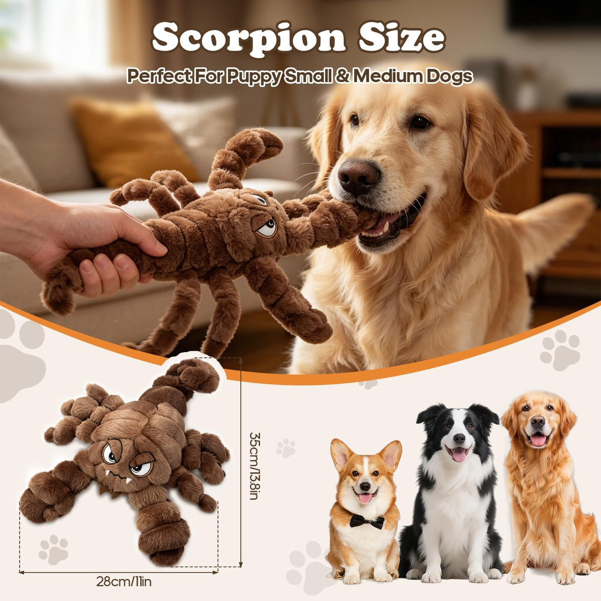 Squeaky Plush Dog Toy Interactive Chew Toys for Small Medium Dogs, Tough Crinkle Stuffed Animal Toys to Keep Them