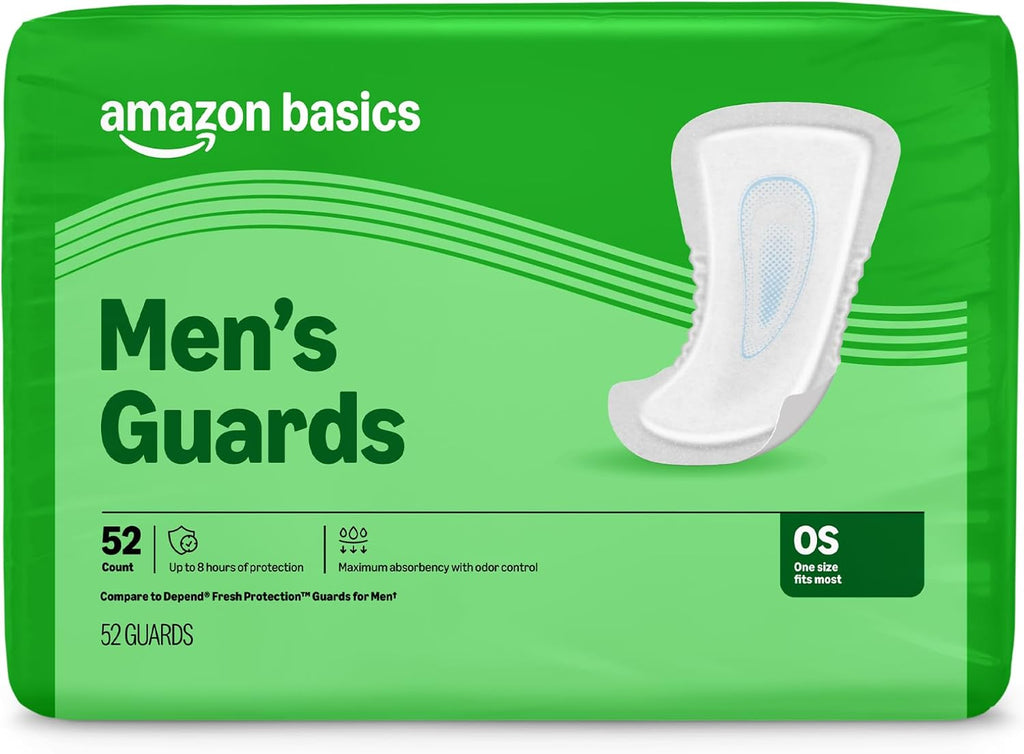 Men's Incontinence Guards, Maximum Absorbency, 52 Count, (1 Pack of 52), Packaging May Vary