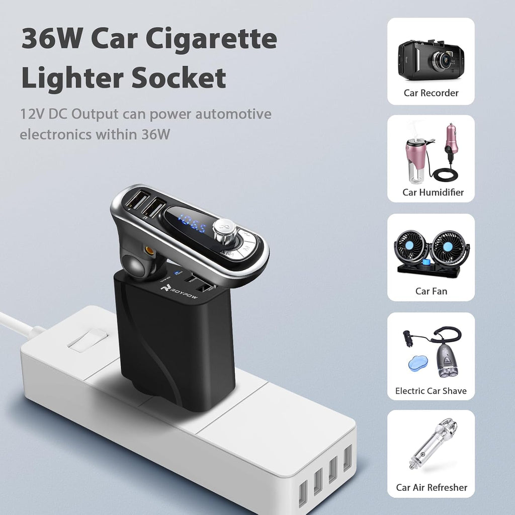 AC to DC Converter, 110V/120V to12V Converter, 36W USB C Charger with Car Cigarette Lighter Socket, 3-Ports Wall