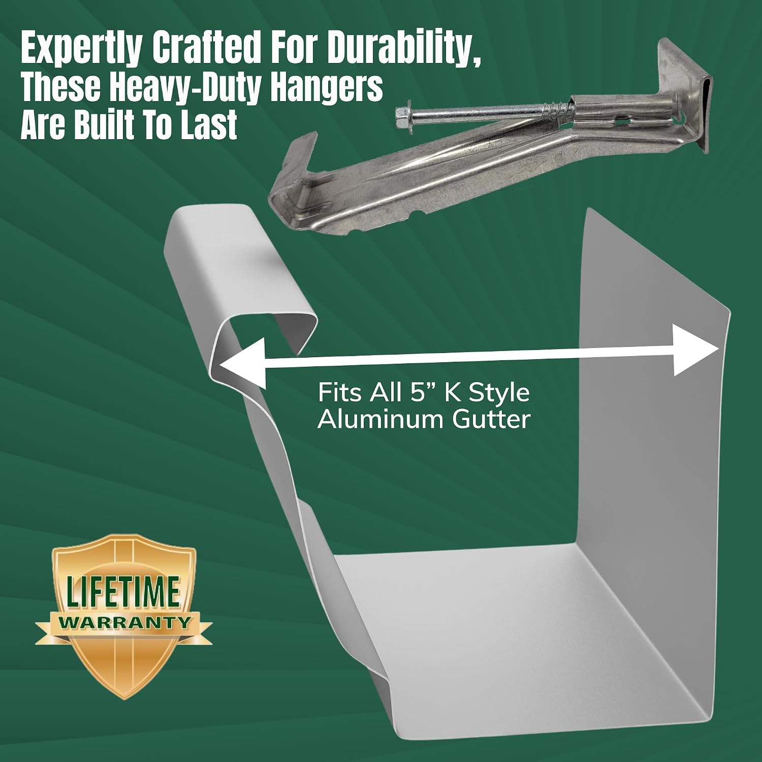 5" K Style Gutter Hangers, 25 Pack w/Screws & Hex Bit