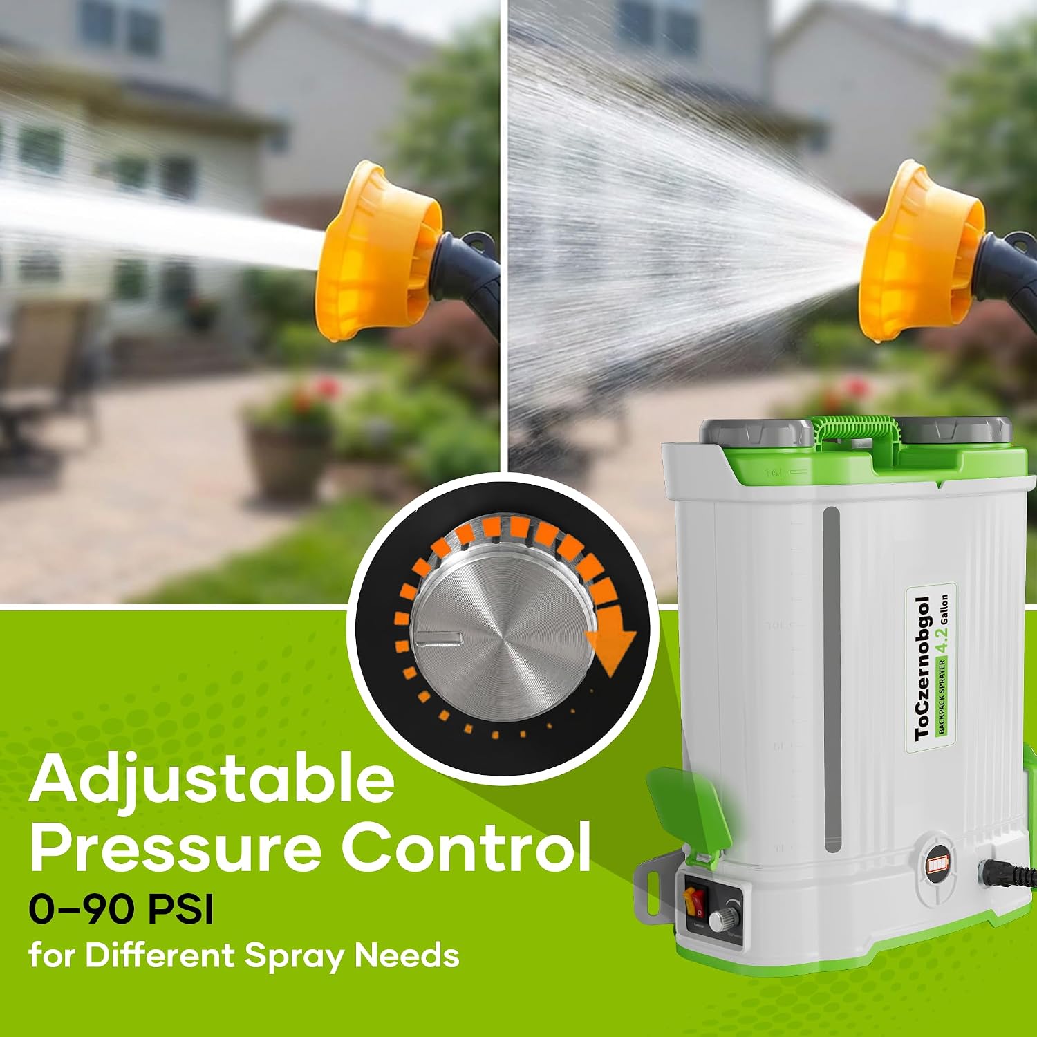 Backpack Sprayer with 2.6Ah Rechargeable Battery, Electric Weed Sprayer | Battery Powered Sprayer, 4.2-Gallon Power