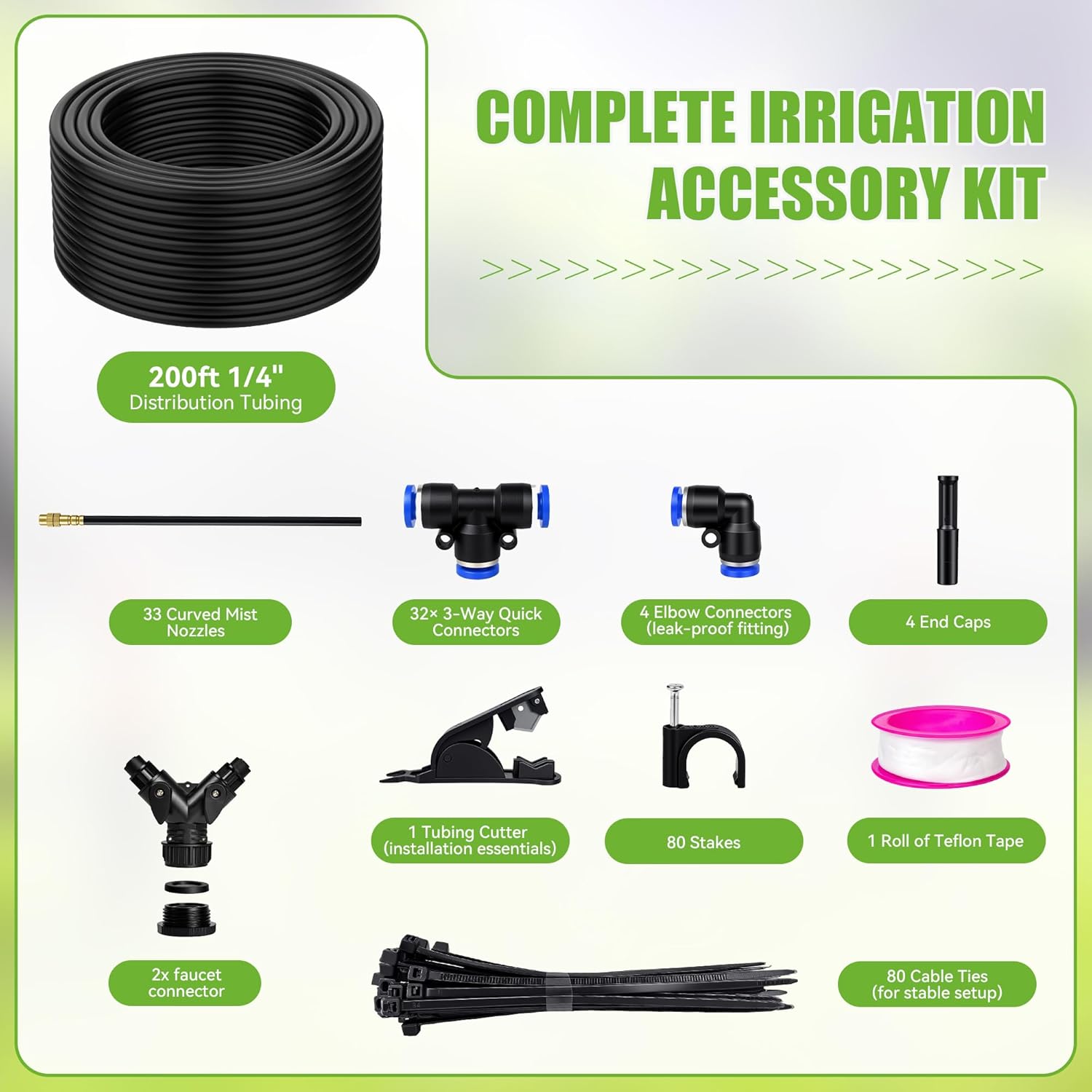 200FT 360° Adjustable Drip Irrigation Kit System for Garden Sprinklers for Yard Garden Watering System with 32
