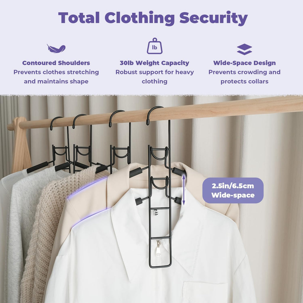 5 in 1 Multi Layer Hangers Space Saving with Non-Slip Foam Padded | Heavy Duty Metal Clothes Hanger for Coat