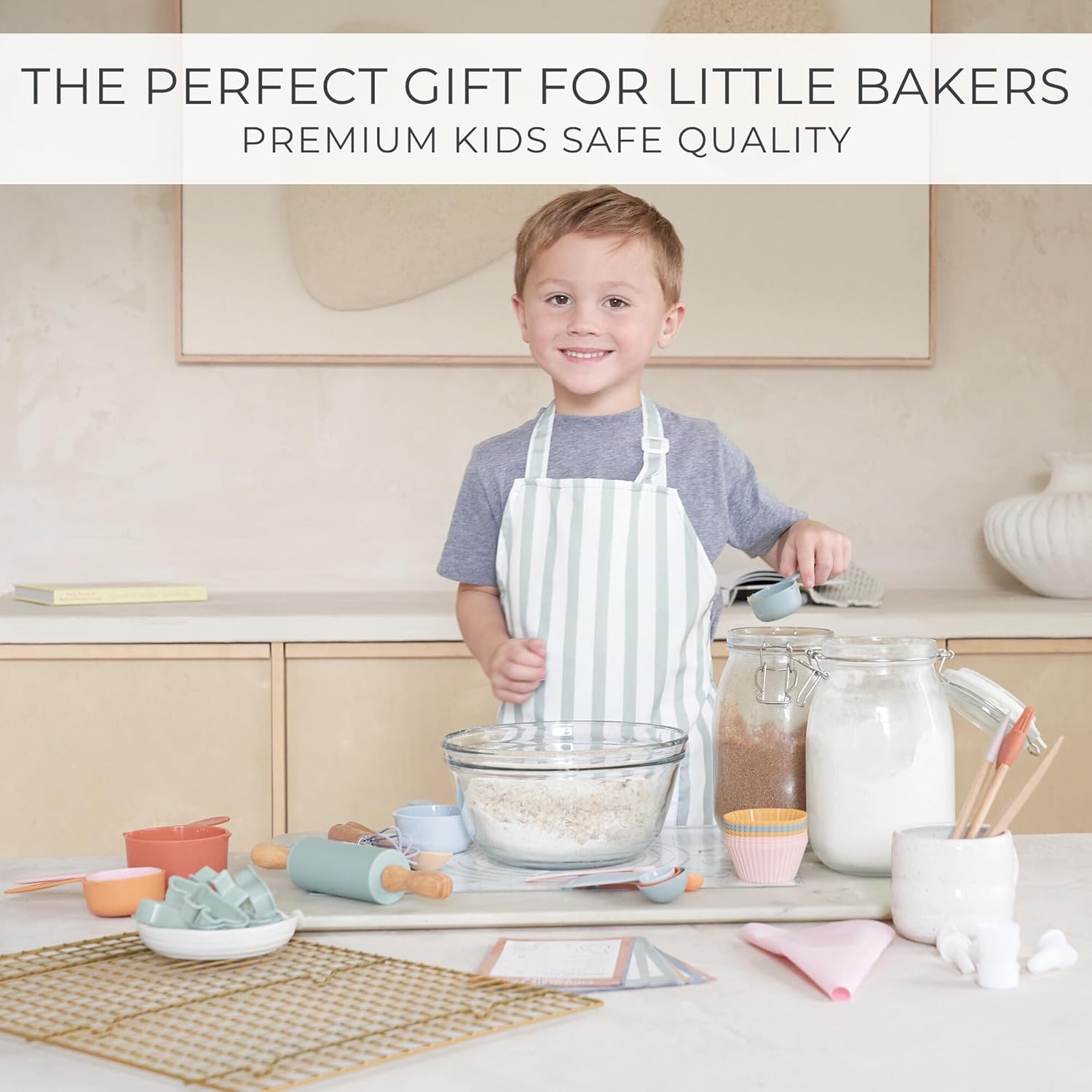Wooden Baking Set for Kids - A Complete Set of Real Kitchen Utensils Gives Toddlers a Fun Cooking Experience
