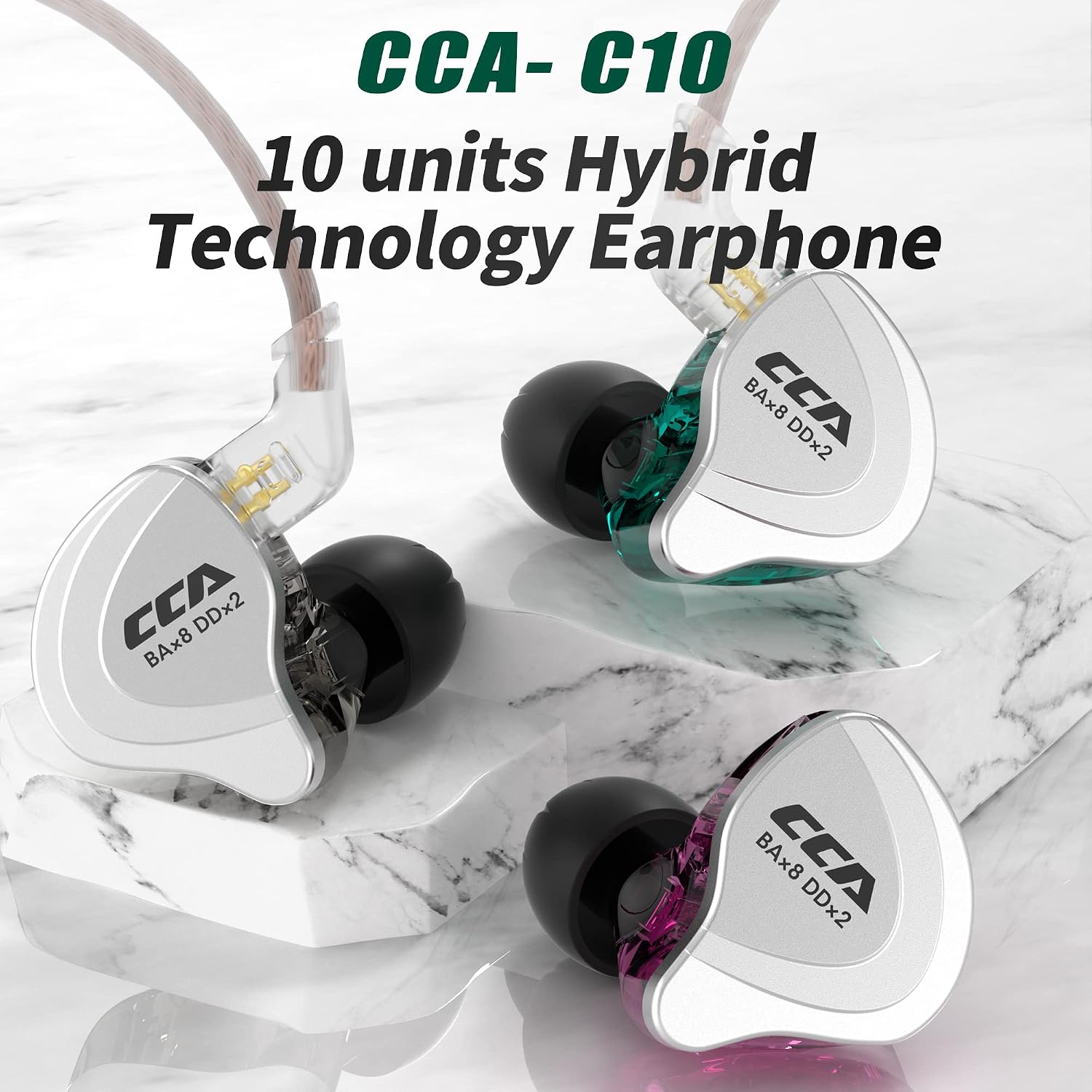C10 in Ear Monitor Headphone 10 Hybrid Drivers Wired Earbud 4BA 1DD HiFi IEM Earphones Stereo Noise Isolating