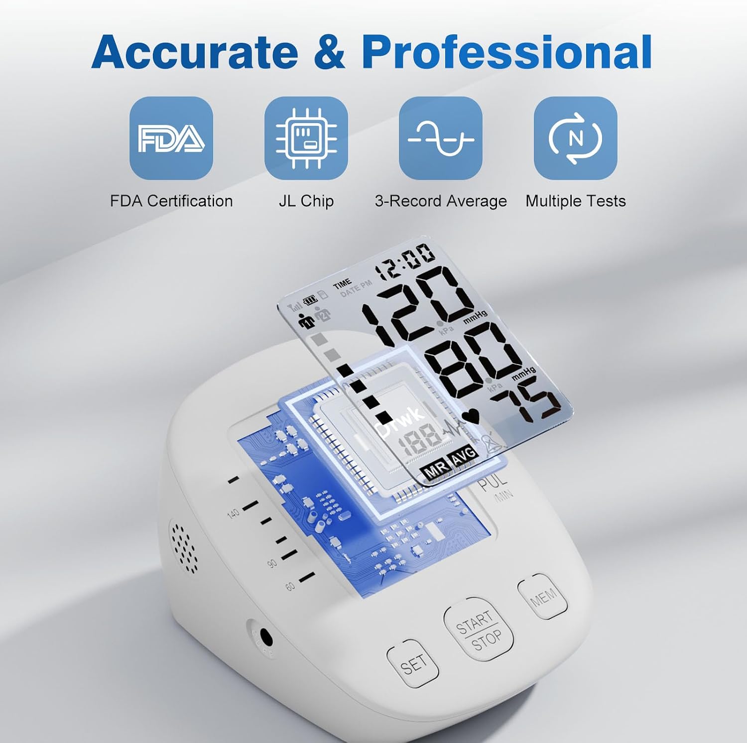 Blood Pressure Monitors for Home use, Automatic Digital BP Machine, Adjustable Upper-Arm Blood Pressure Cuff(8.7''
