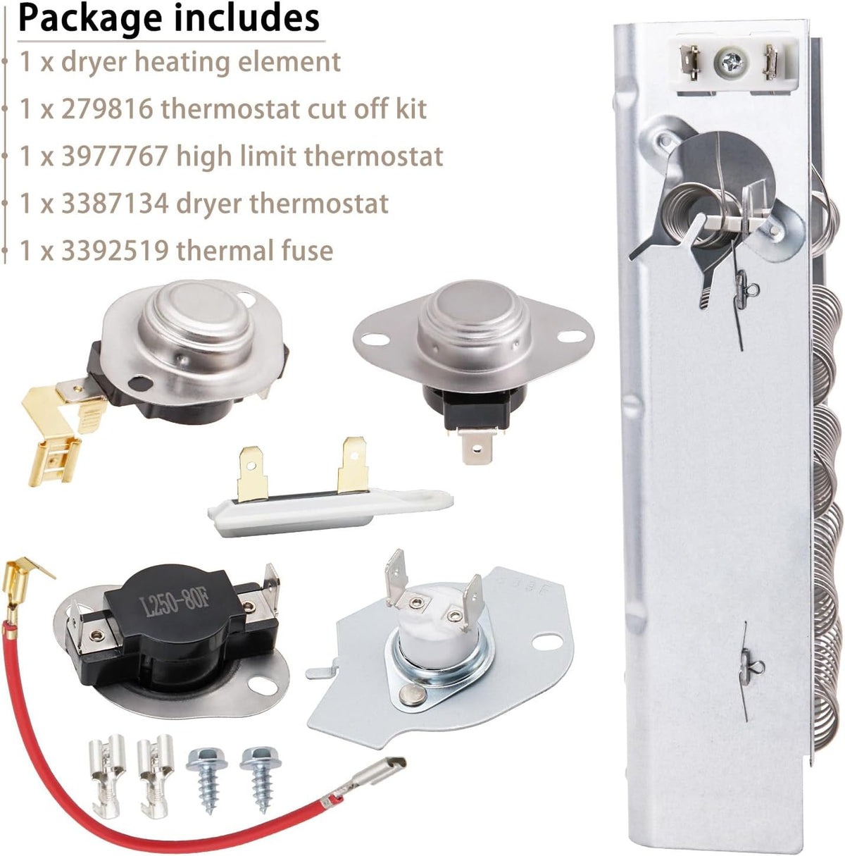 WED7300DW1 WED7000DW1 WED7300DW0 Dryer Heating Element Kit for Whirlpool