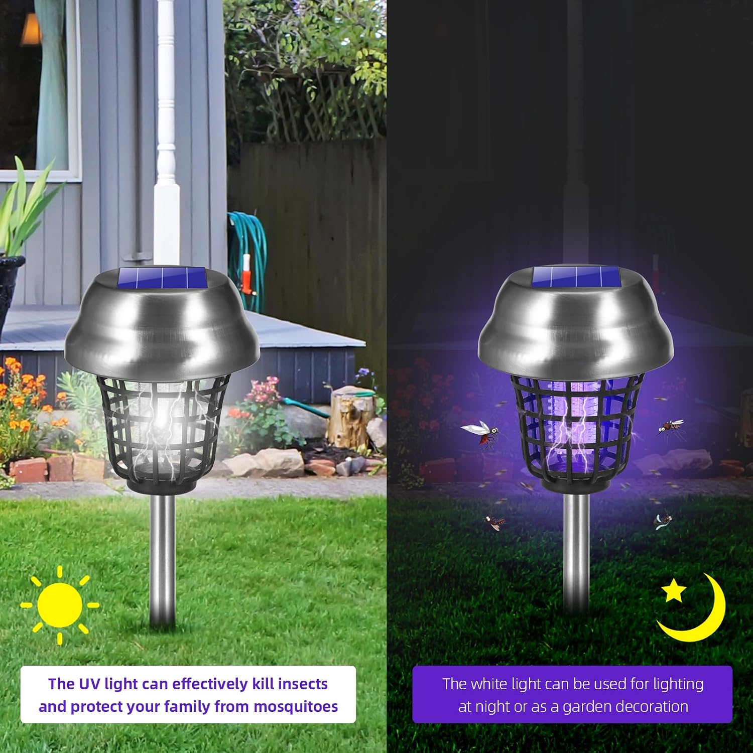 2026 Solar Bug Zapper Outdoor Waterproof Mosquito Repellent Outdoor Patio Mosquito Trap & Killer for Backyard