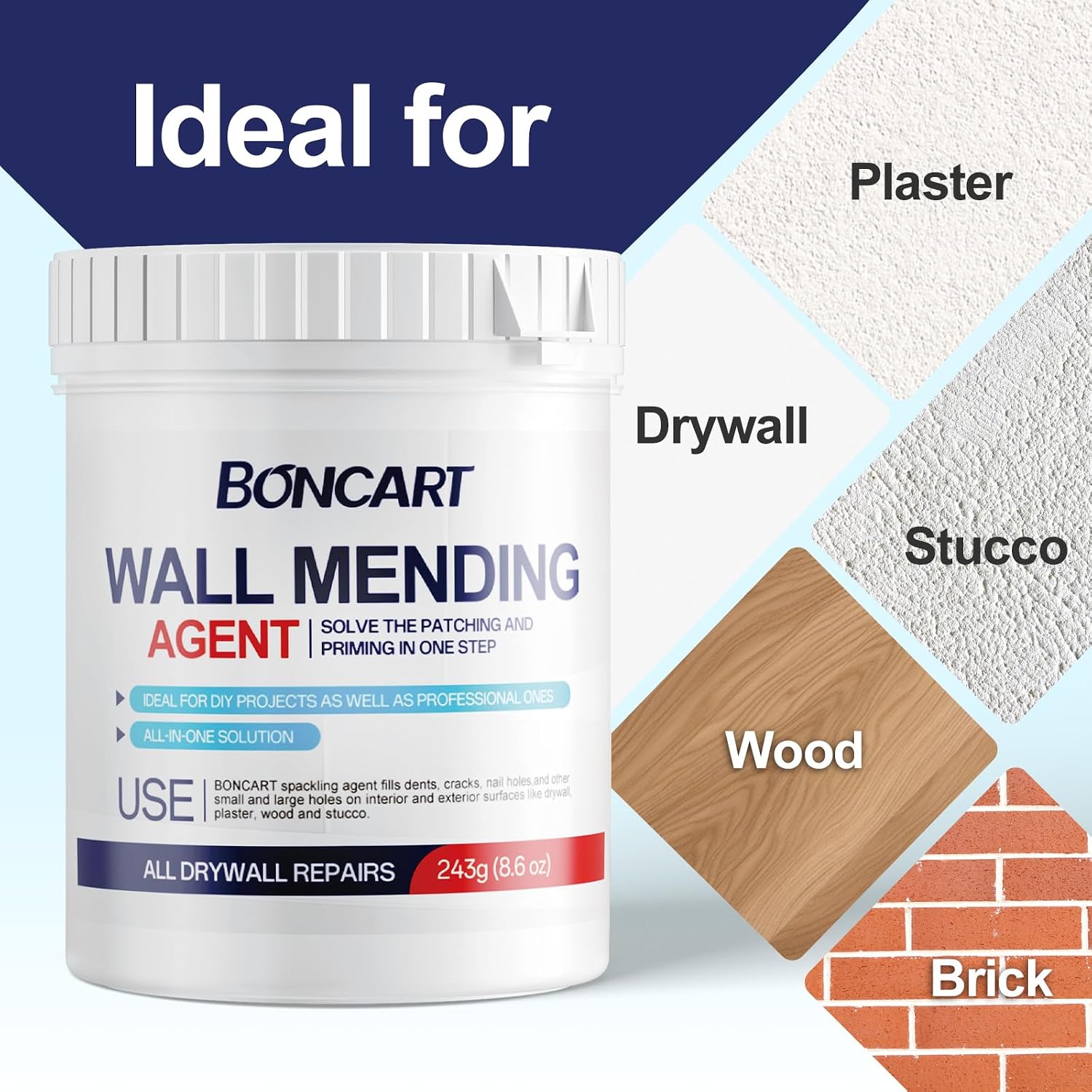 8.6Oz Drywall Patch Repair Kit – Professional All-in-1 Tool Set | Includes Scrapers, Putty Knife, Texture Sponge