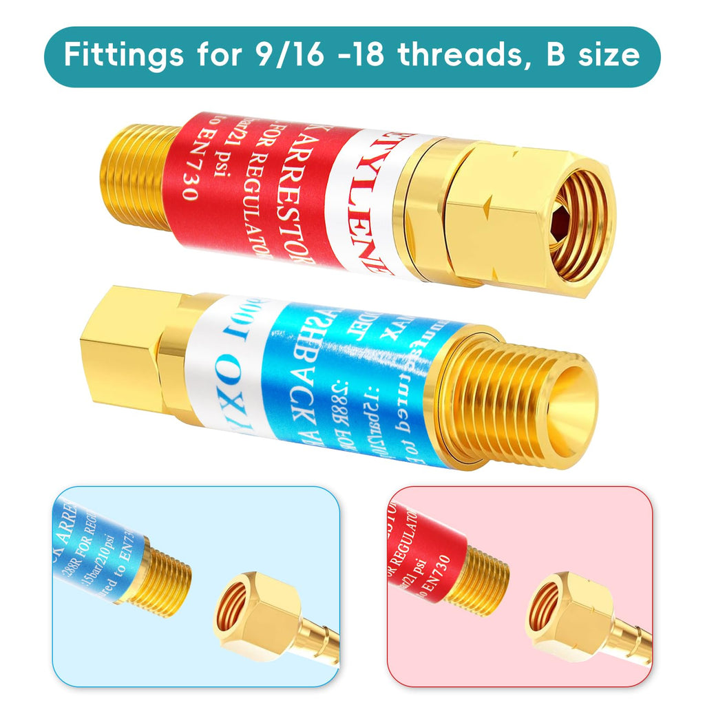 Oxygen Acetylene Flashback Arrestor Set Regulator End