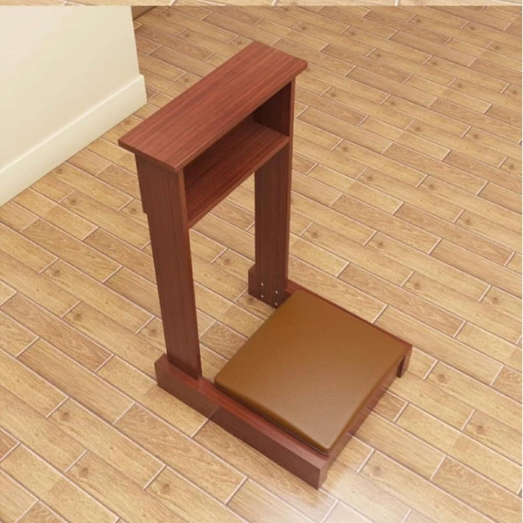 Prayer Bench Kneeler Wooden Prayer Kneeler with Shelf and Cushion Church Pulpit Kneeling Chair Lectern Stand with