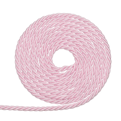 Twisted Cord Trim, 3mm/11 Yard Trim Cord Rope 3-Ply Polyester Silk Twine Braided Rope for Home Decor Graduation, Pink