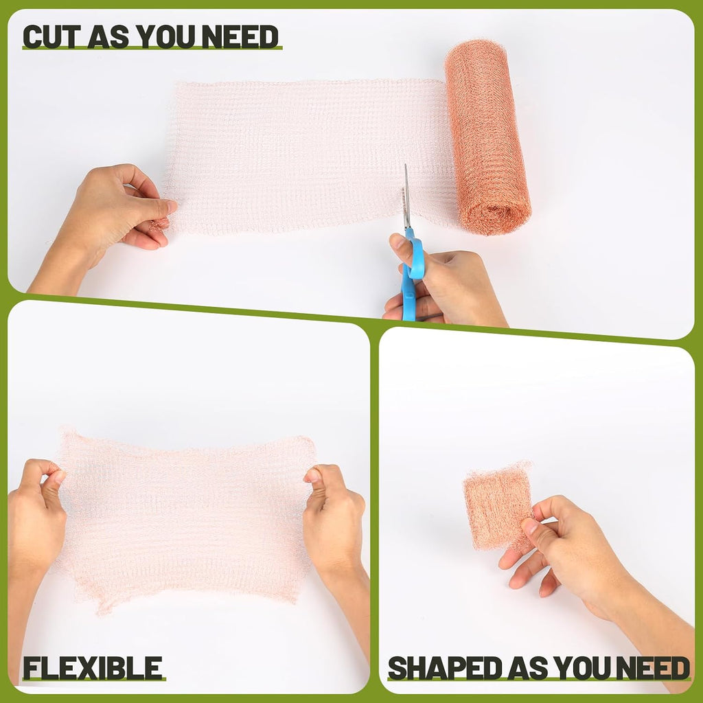 Copper Mesh Roll for Mice Rodent Rat, Sturdy 5'' x 33Ft & 8'' x 33Ft Copper Wool Mouse Trap Hole Filler for Bat Snail