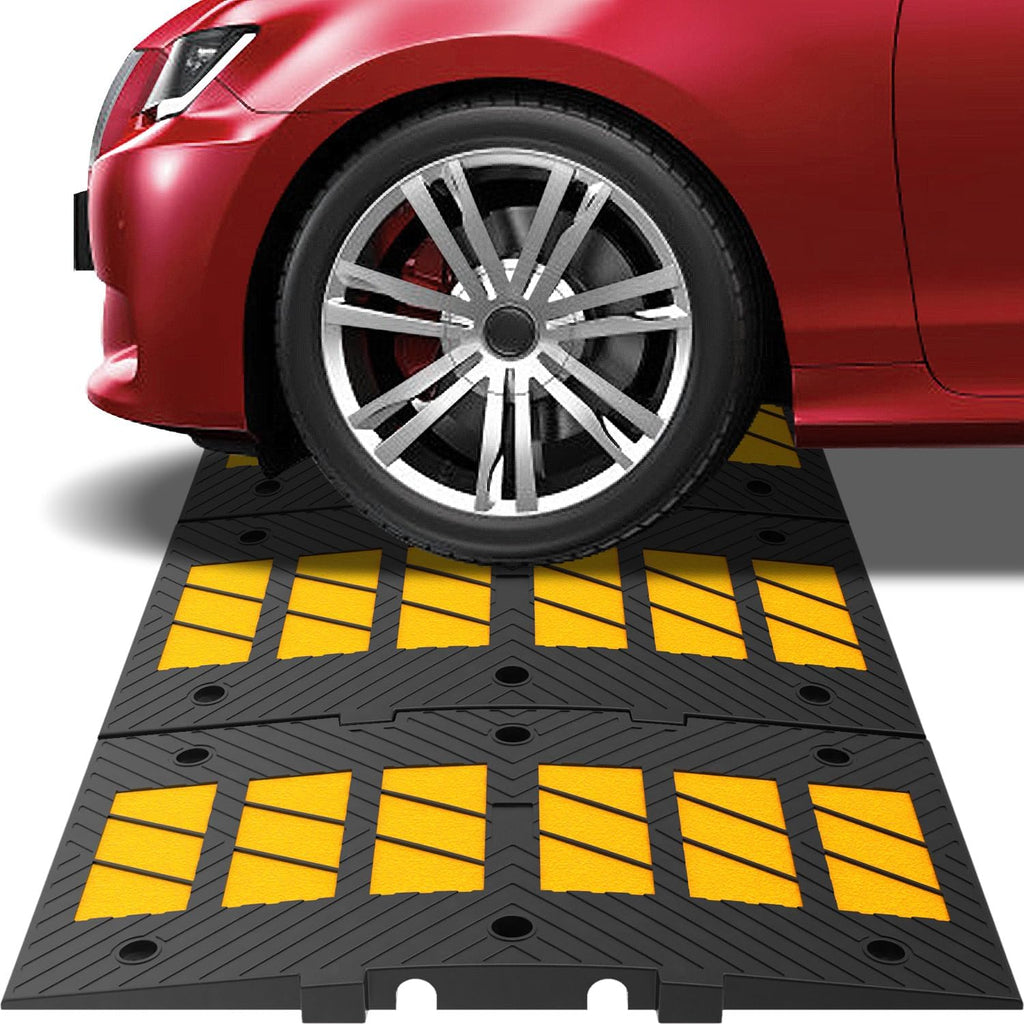 35" inch Width Speed Humps Rubber Speed Bumps for Saftey Combinable High Visibility Durable Ramps, Garage Speed Bump