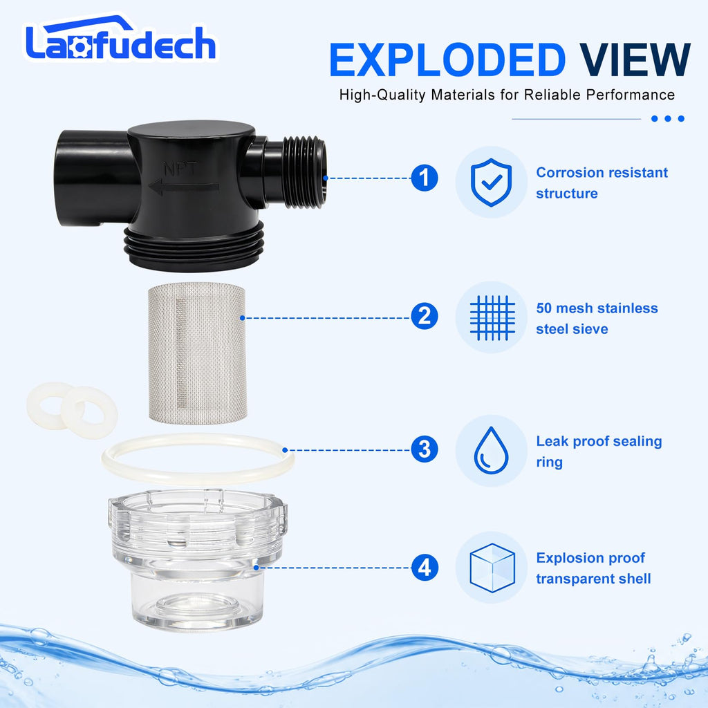 Laofudech Twist‑On Water Pump Strainer Filter