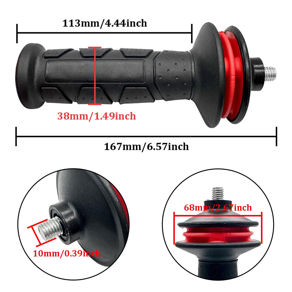1Pcs M10 Thread Angle Grinder Side Handle Replacements,Plastic Angle Grinder Vibration-proof Handle,Auxiliary Side Handle Tool