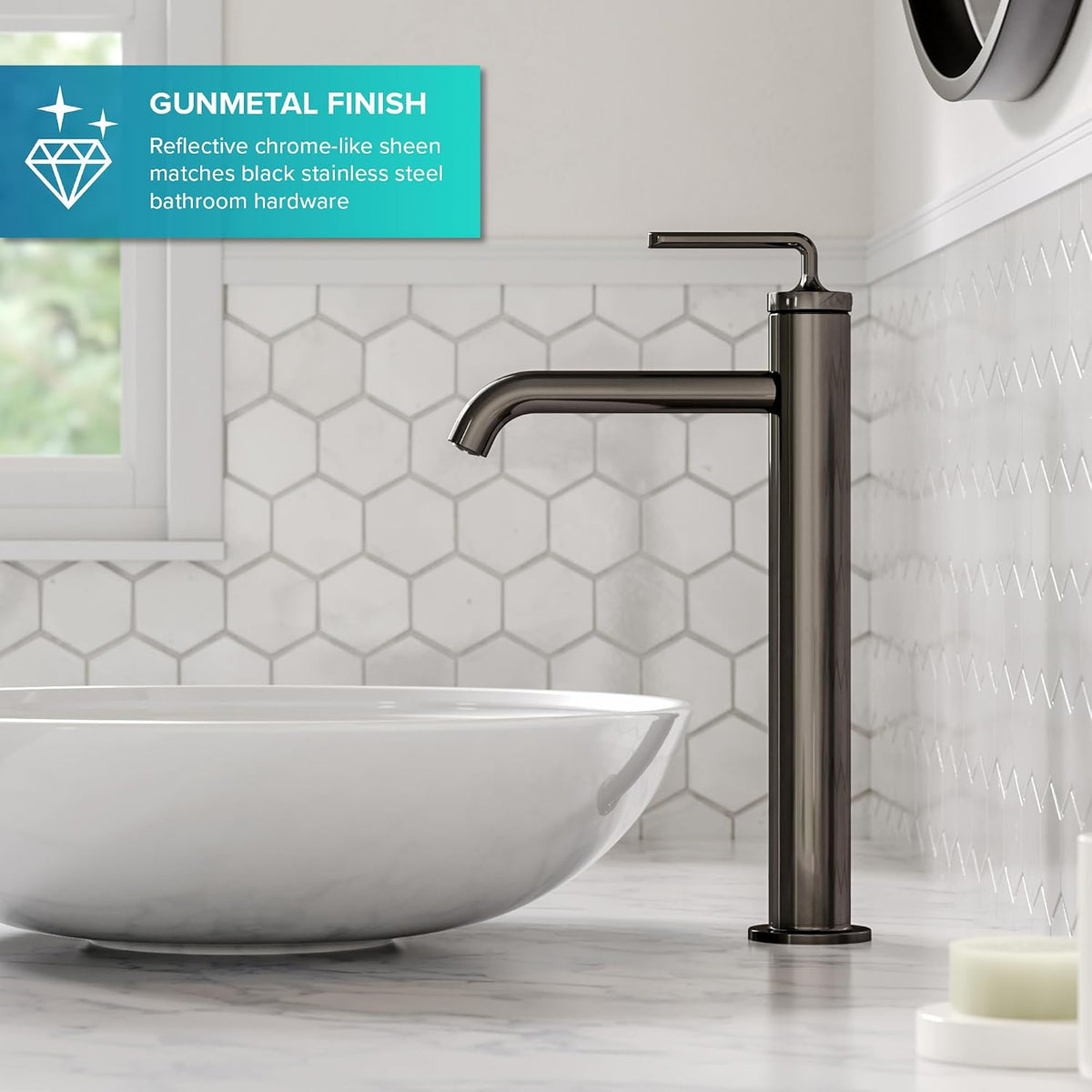 Ramus Single Handle Vessel Sink Bathroom Faucet with Pop-Up Drain in Brushed Gold, KVF-1220BG