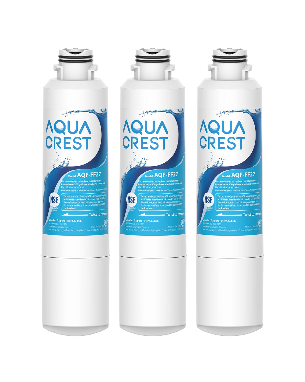 AQF-FF27 Replacement for Samsung HAF-CIN/EXP Water Filter 3 Pack