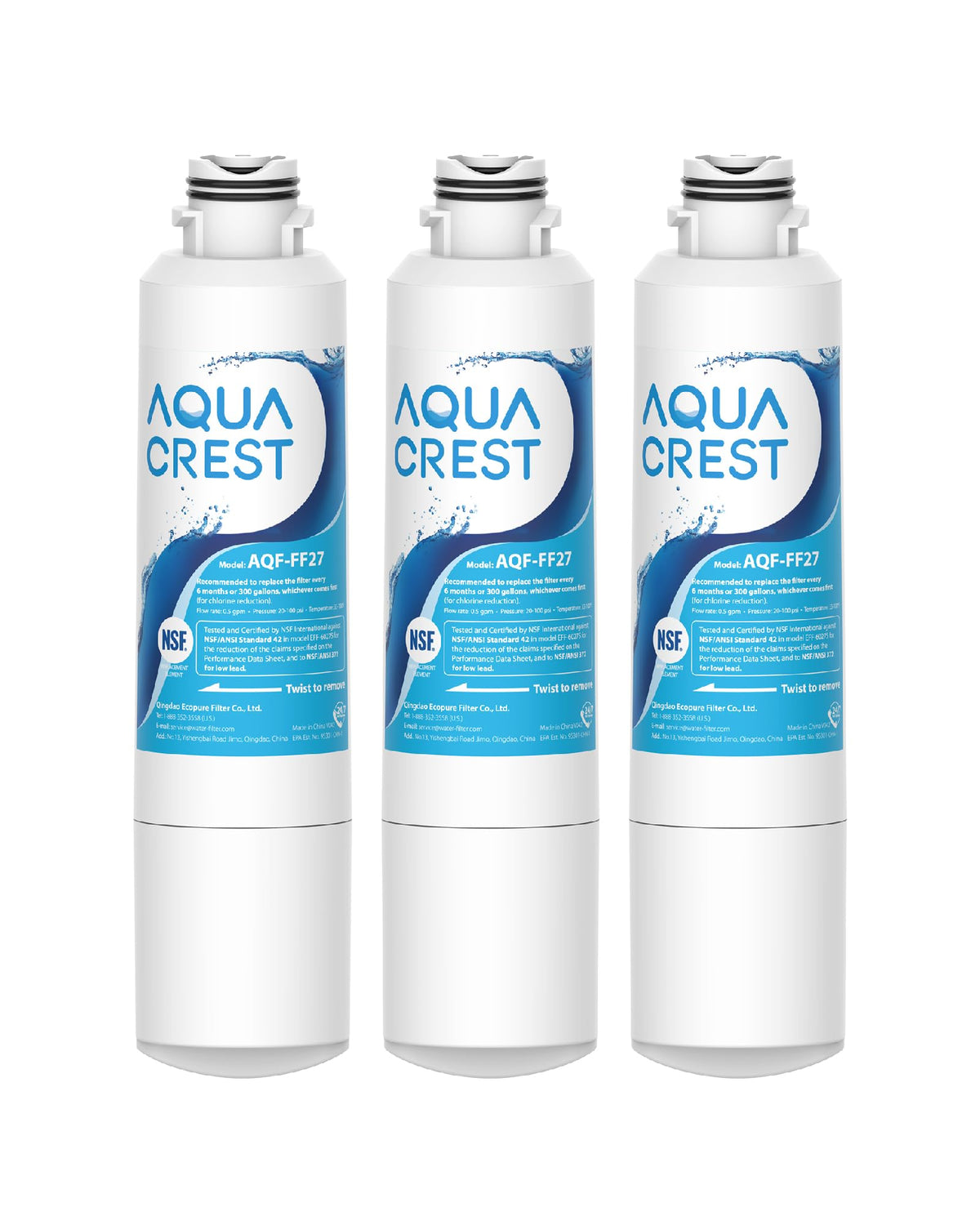 AQF-FF27 Replacement for Samsung HAF-CIN/EXP Water Filter 3 Pack