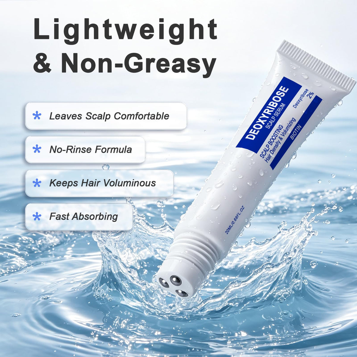 Scalp Serum with Deoxyribose with Roller Applicator for Fuller Looking Hair