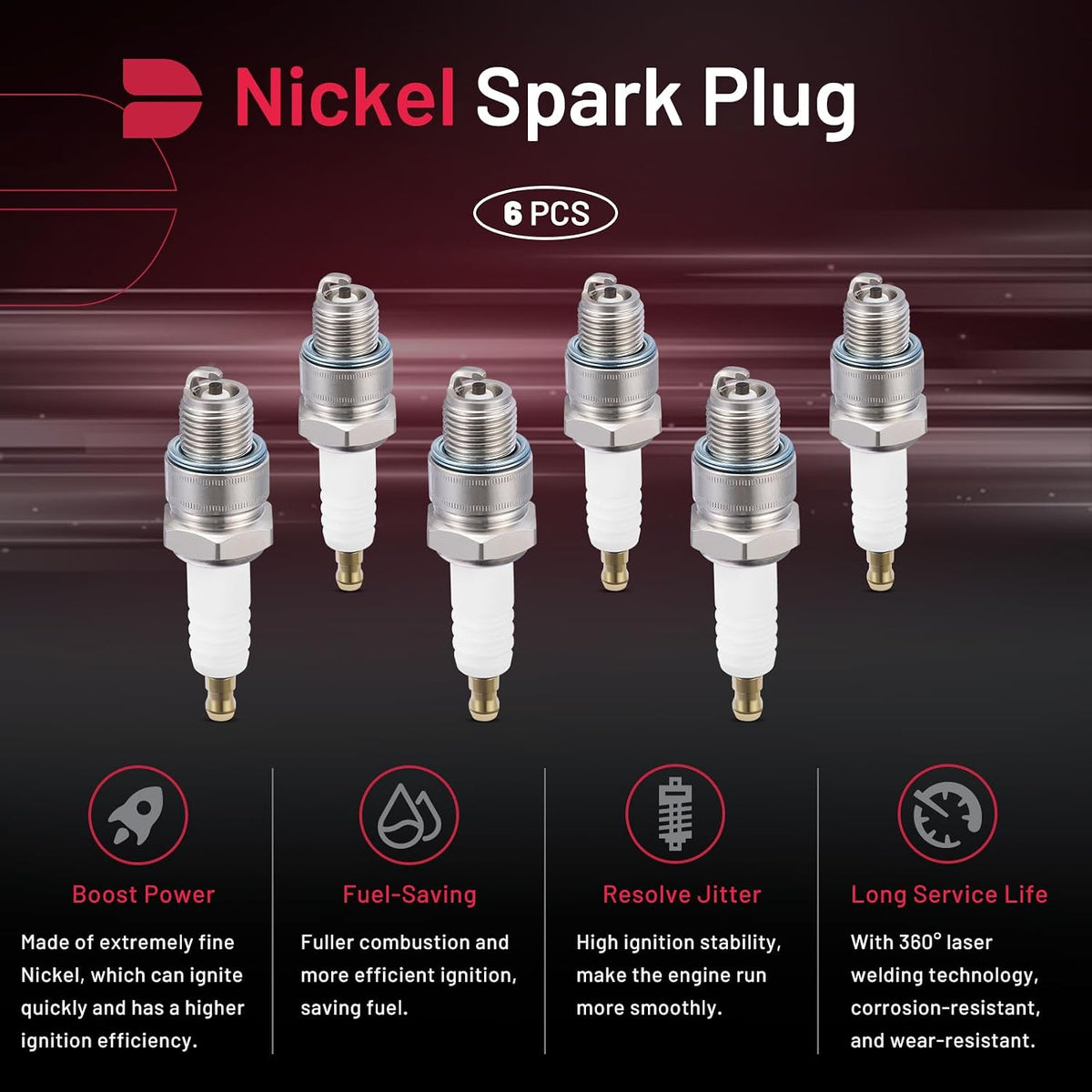 BDFHYK Iridium Spark Plugs Set of 6 Replacement for BR8HS-10 1134