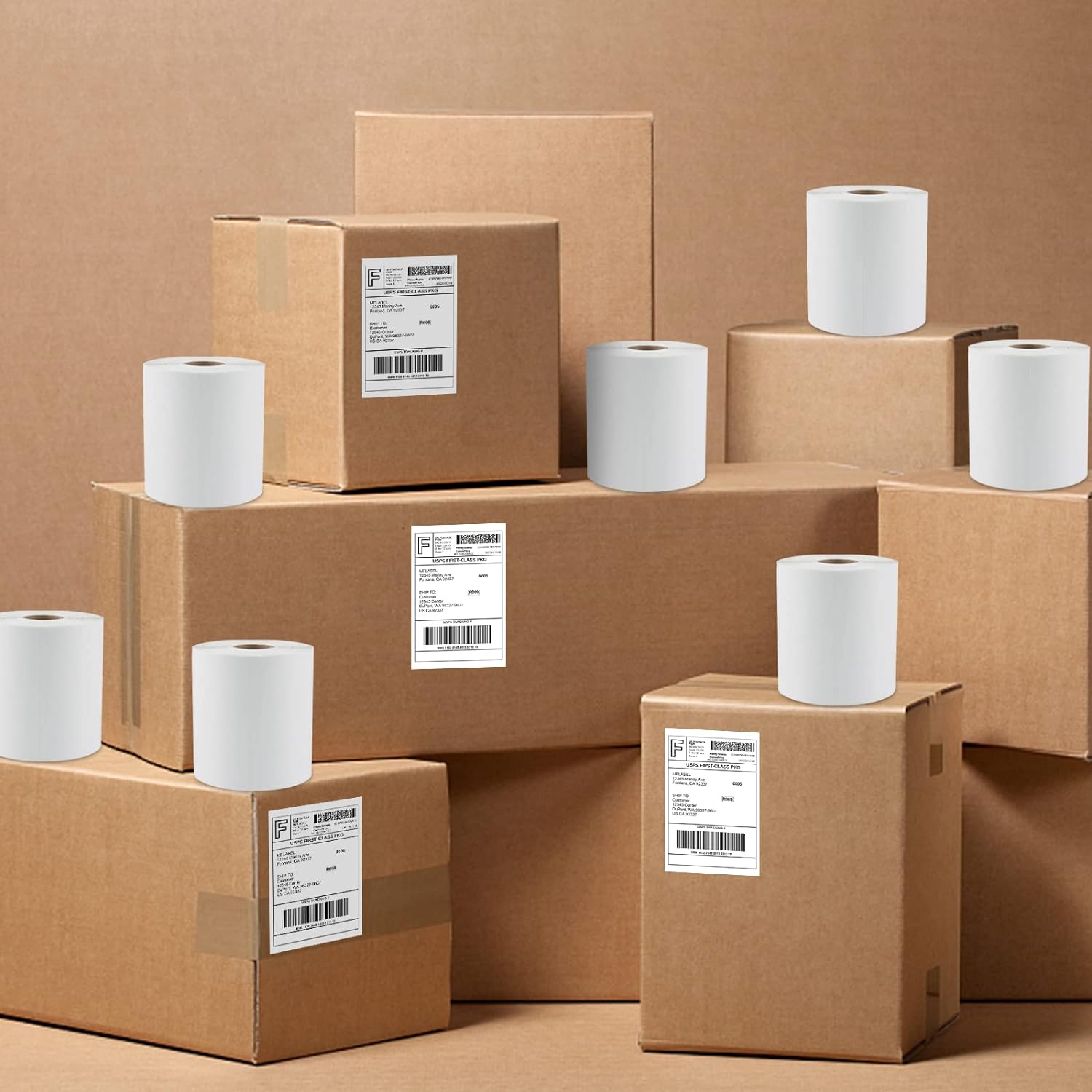 4x6 Thermal Shipping Labels - 2 Rolls of 250, Perforated & Smudge-Proof Direct Thermal Labels Compatible with Rollo