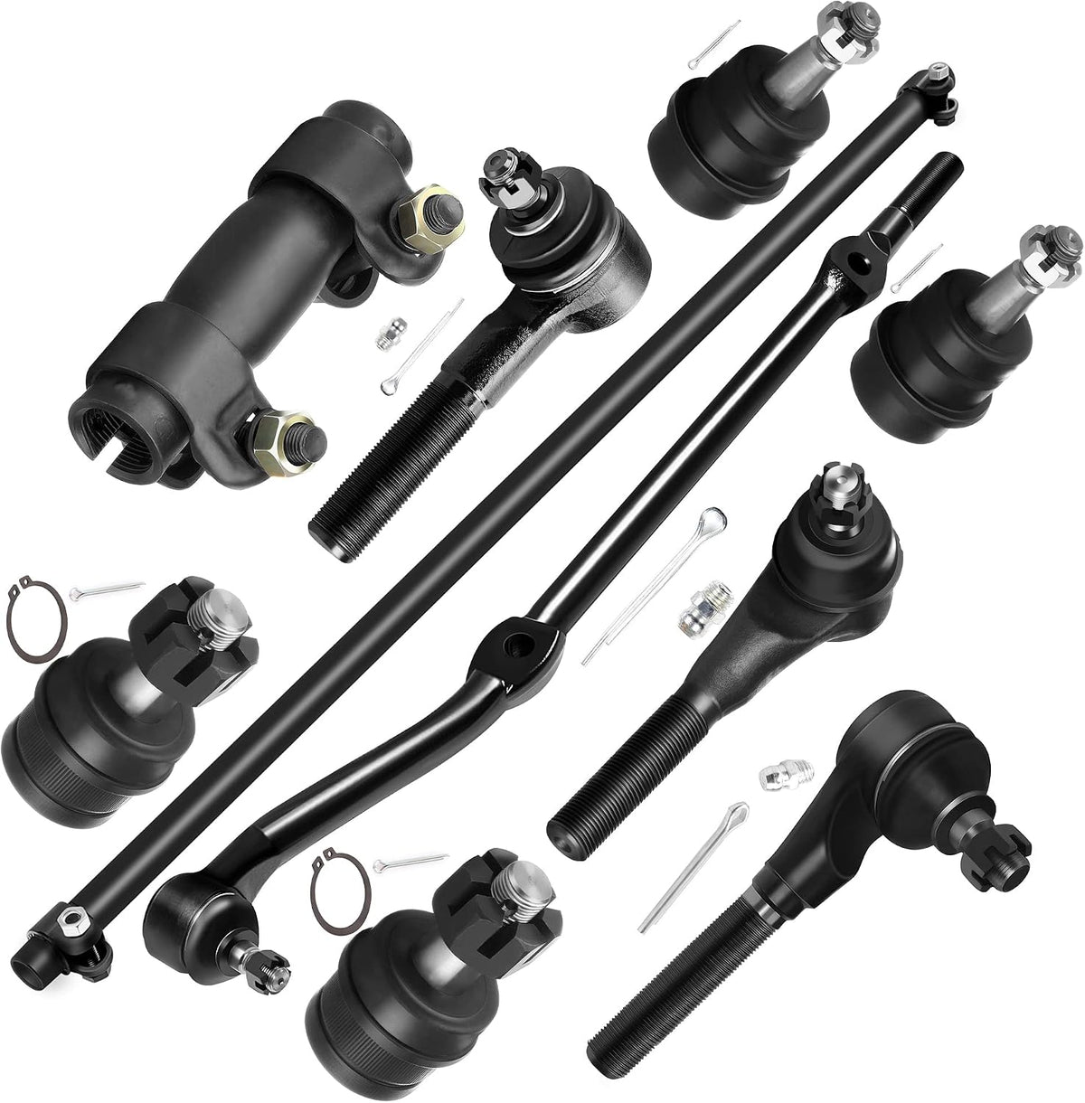 SCITOO 10pcs Front Suspension Kit Lower Upper Ball Joint Inner Outer Tie Rod Ends Adjusting Sleeve Fit 1991-2001 For Jeep For Cherokee 1991-1992 Comanche