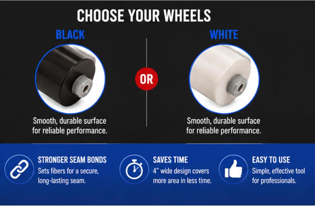 Seam Roller Black Solid Wheel 4 in. – Heavy Duty 3 Offset Rollers for Carpet and Vinyl Installation