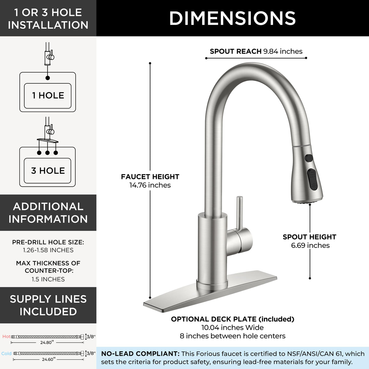 Touch Activated Kitchen Faucets Pull Down Sprayer, Brushed Nickel
