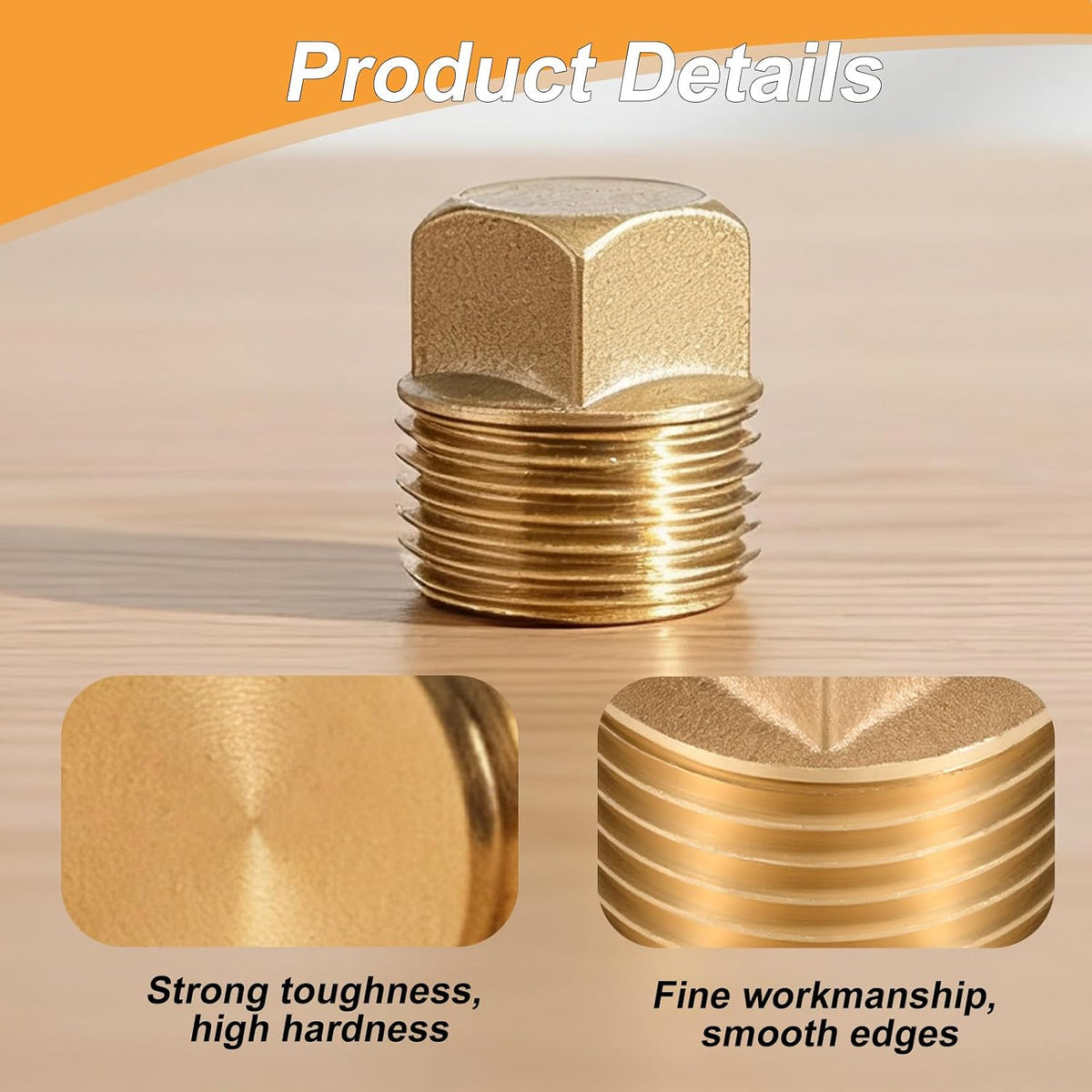 1/2 Inch NPT Boat Drain Plugs, 2 Pack Solid Brass Boat Plug