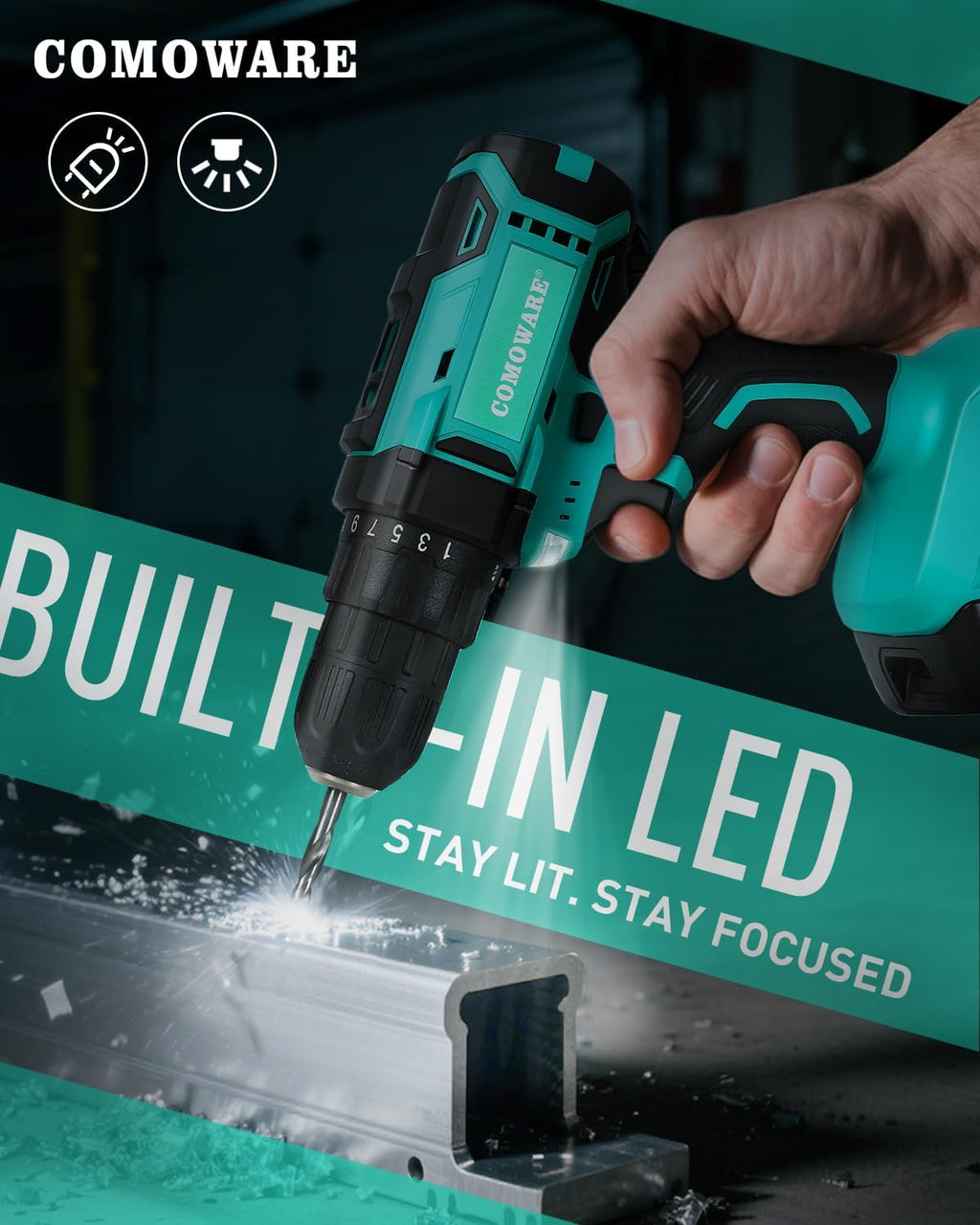 20V Cordless Drill, Electric Power Drill Set with 1 Battery & Charger, 3/8" Keyless Chuck, 2 Variable Speed, 266