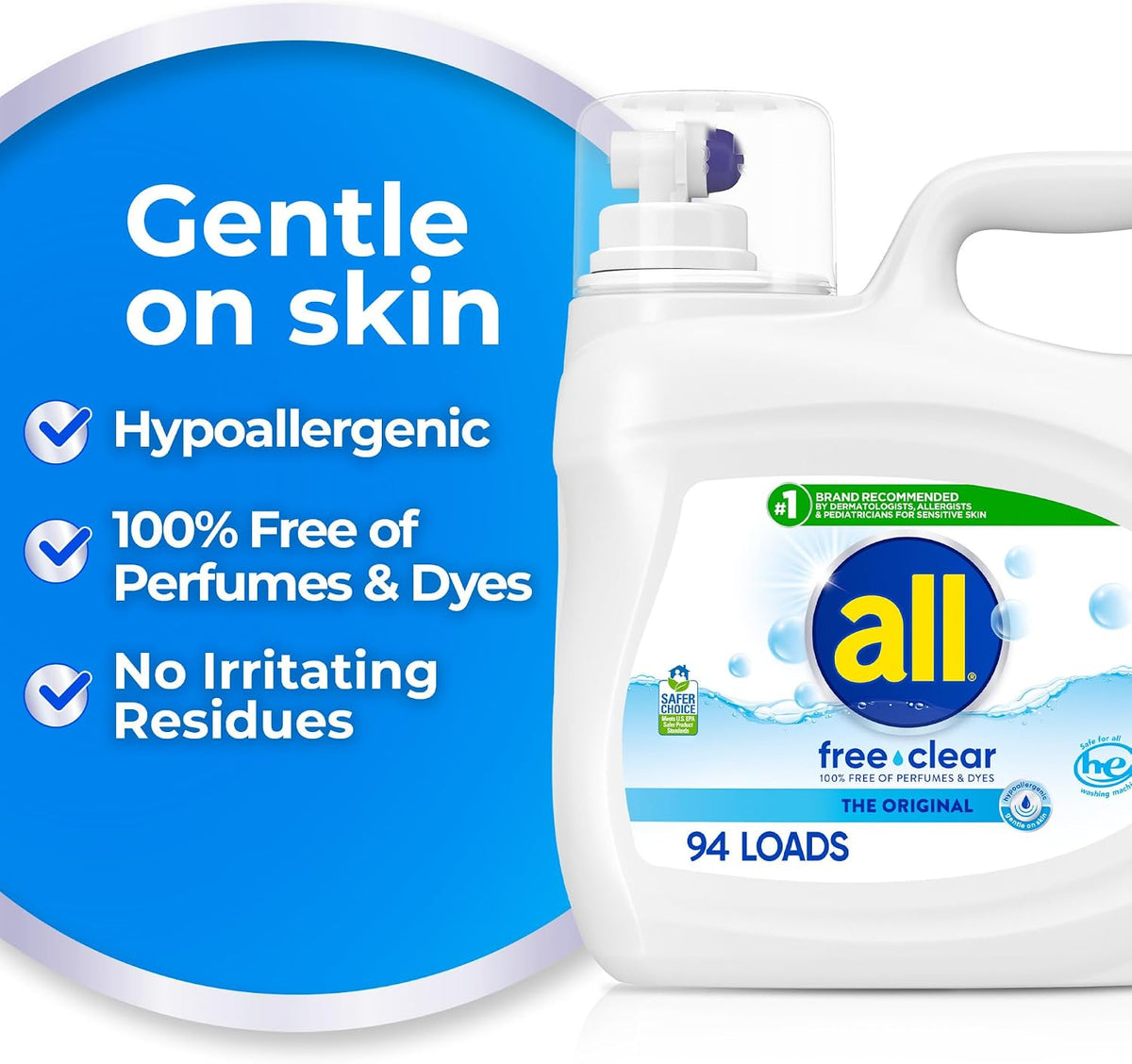 Liquid Laundry Detergent Free Clear, Unscented, 118 Ounce, 94 Loads