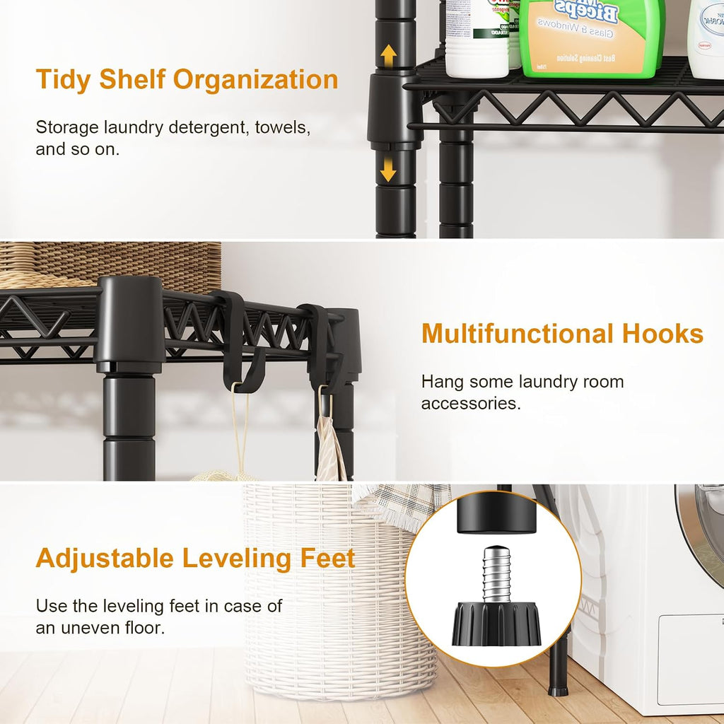 U15 Over Washer and Dryer Storage Shelves, Laundry Room Metal Rack