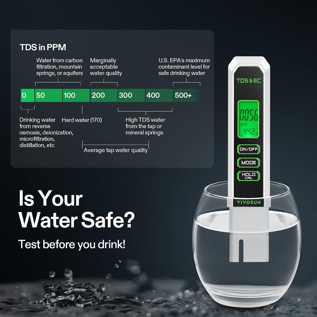Digital pH Meter TDS EC Meter for Water 0.01 Accuracy Hydroponics | ±0.01 Accuracy, , 0-14 Range, ATC, Auto
