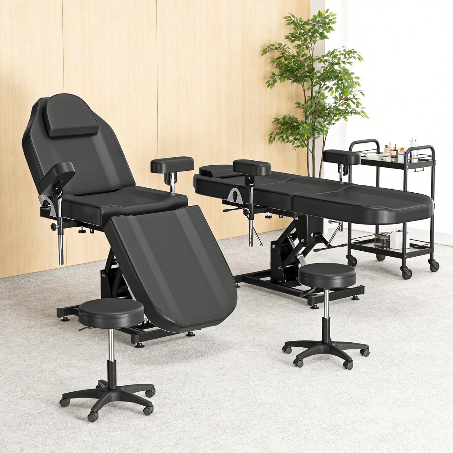 Electric Tattoo Chair Bed for Client,Electric Lift Massage Table with Stool