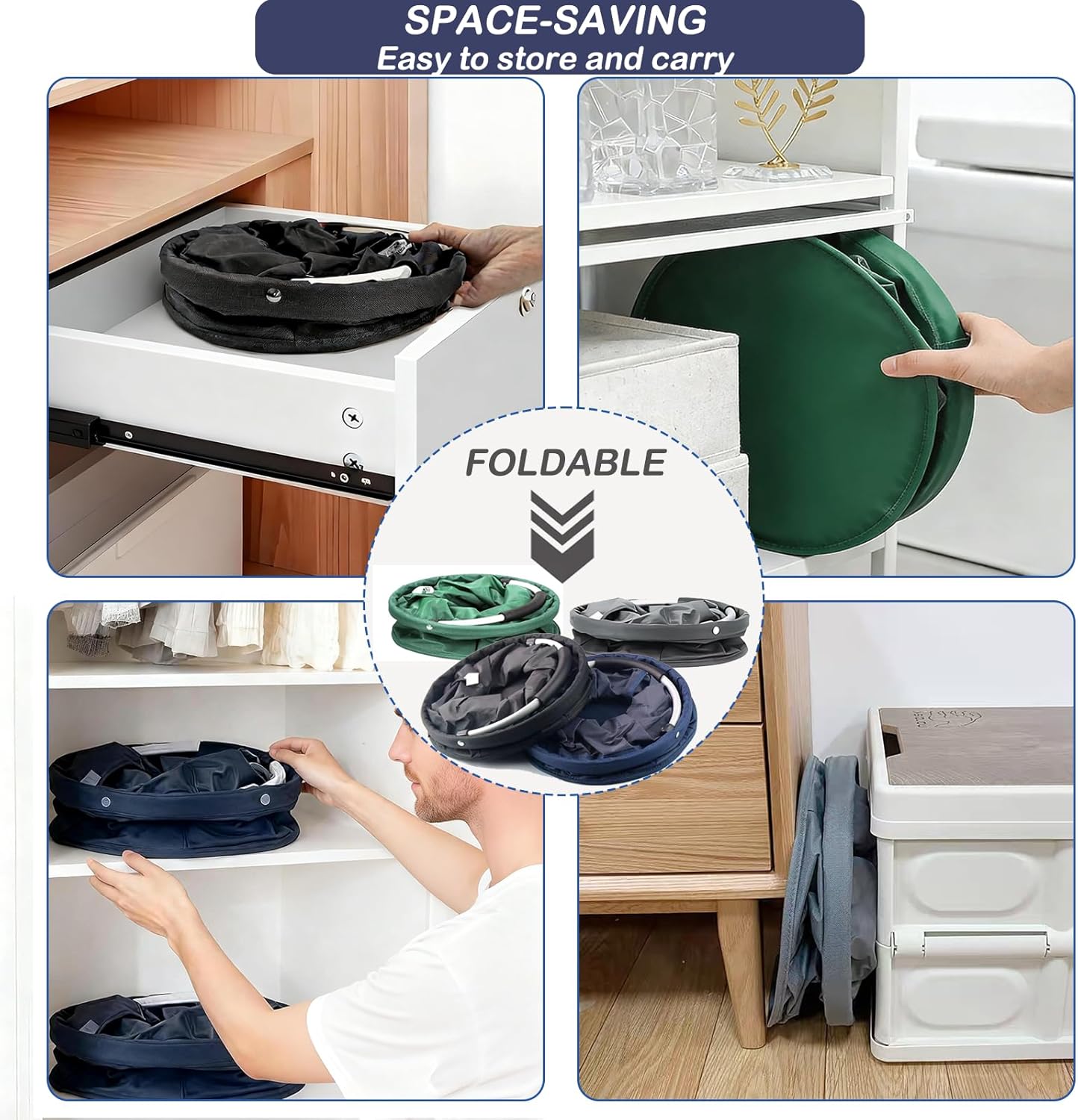 17L Foldable Cleaning Caddy with Handle, Cleaning Supplies Organizer Storage Basket with 6 Side Pockets, Portable