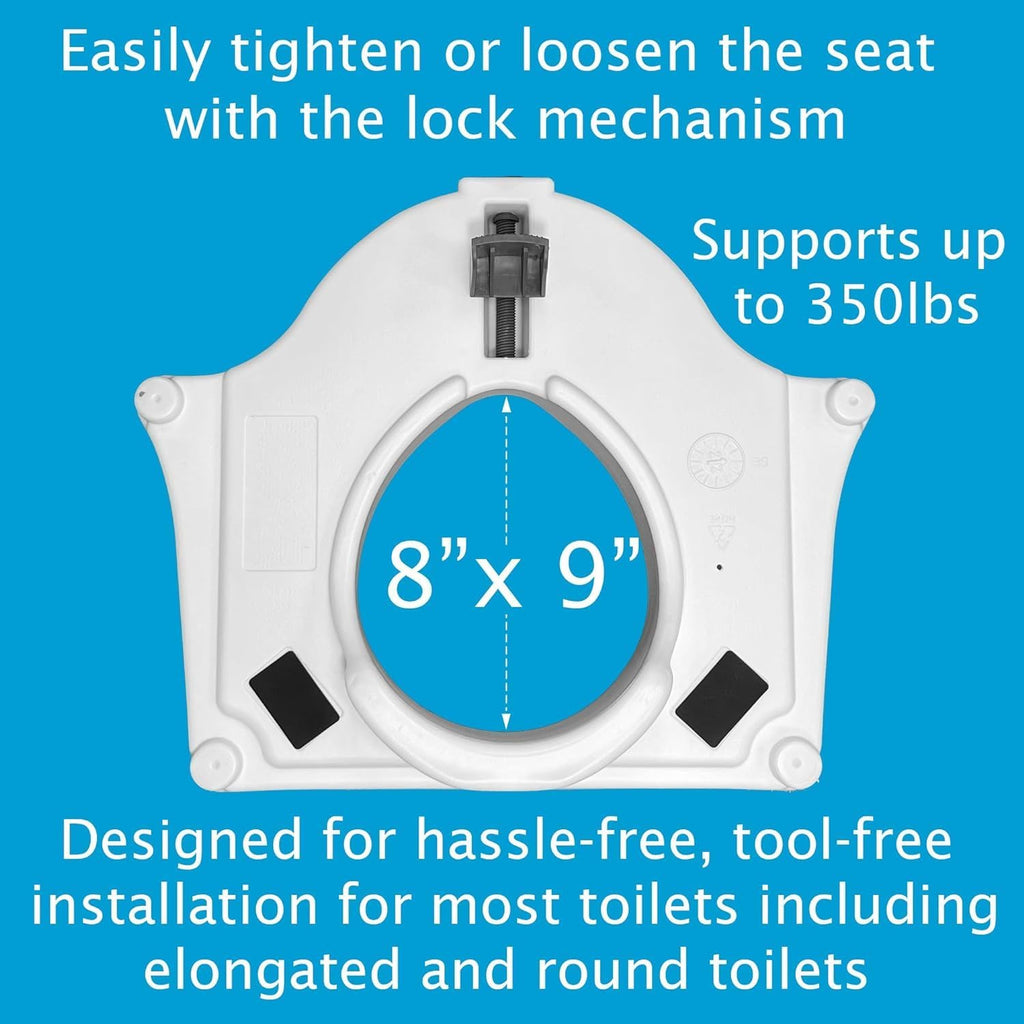 E-Z Lock Raised Toilet Seat with Handles, 4.5 Inch Toilet Seat Riser with Arms, Toilet Riser Fits Most Toilets