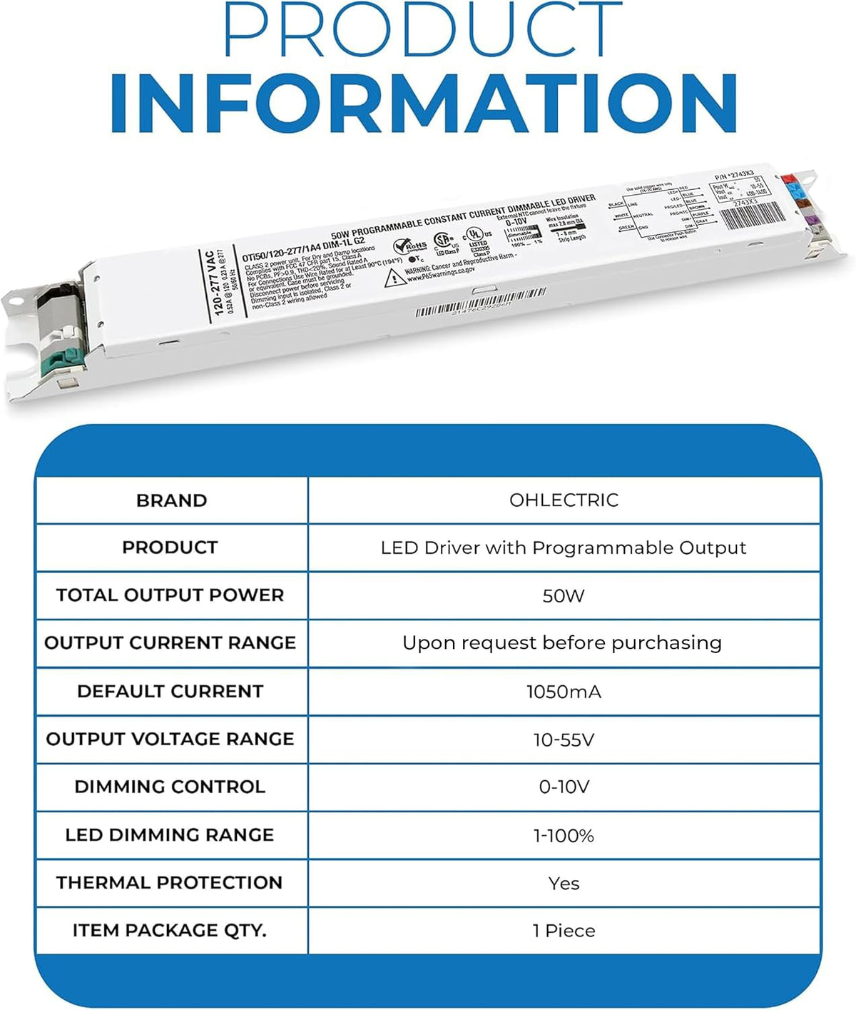 OHLECTRIC Replacement OTi DIM-1 L G2 Linear LED Driver 50W