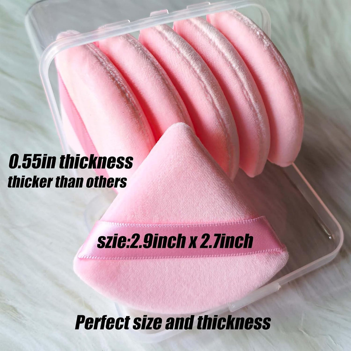 10Pcs Triangle Powder Puff Face Makeup,Setting,Black&Pink