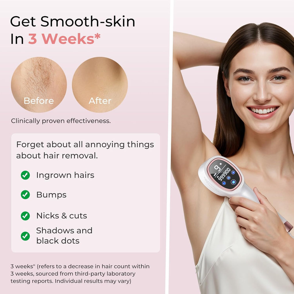 IPL Laser Hair Removal Device, 21J Energy, 96% Hair Reduction, 41°F Ice Cooling for Women & Men, Face Bikini