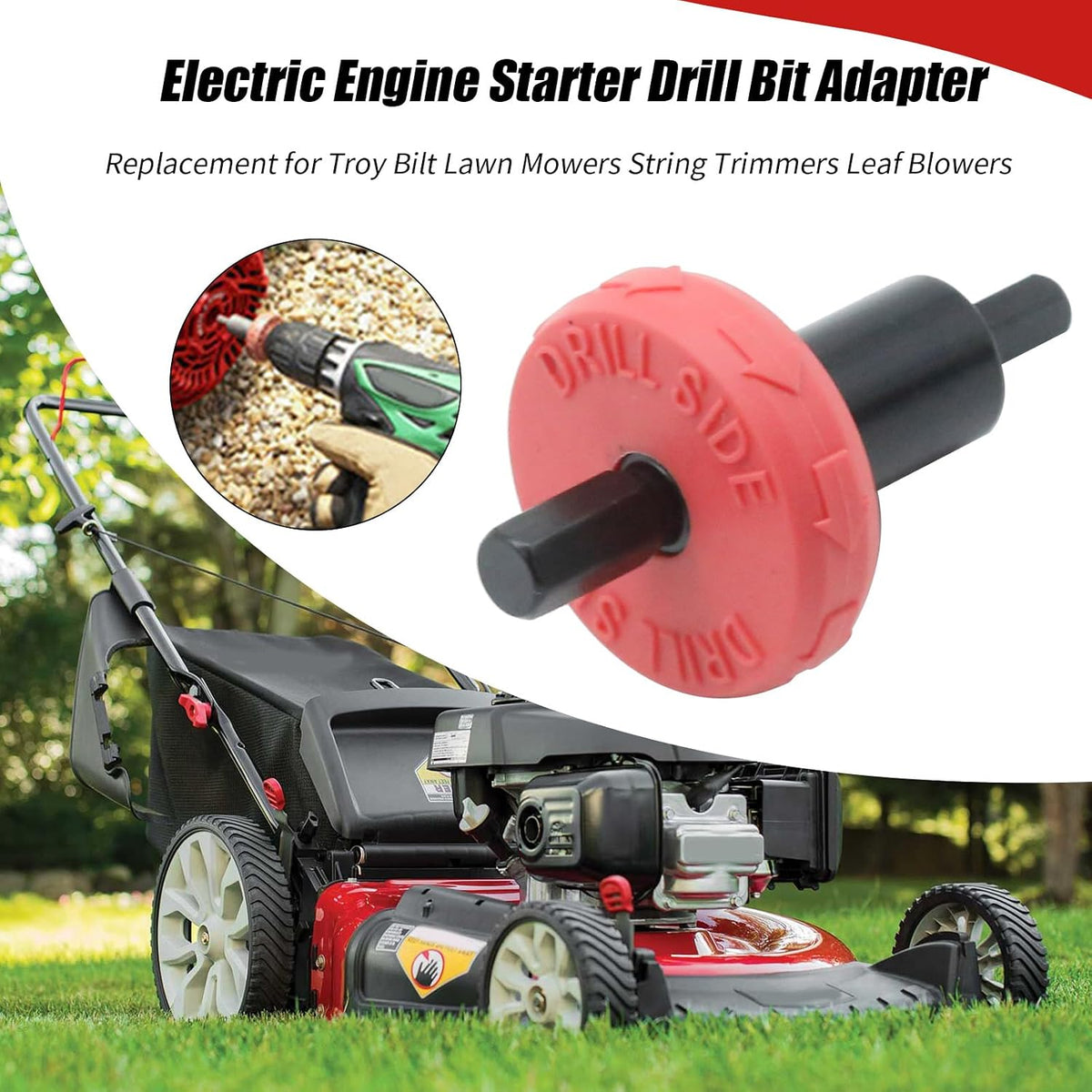 Jump Start Electric Engine Starter Drill Bit Adapter, Replacement for Troy Bilt B&S Lawn Mowers String Trimmers Leaf Blowers, Replace Craftsman Speed Start Bit