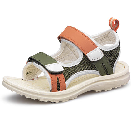 Boys Sandals Kids Adjustable Strap Lightweight Sport Sandals Beach Water Outdoor Shoes Girls Army Green Beige Big Kid