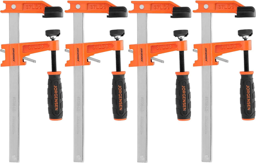 6" Light-Duty Steel Bar Clamp Set, 300 lbs Load Limit, 4-Pack | F Clamps for Woodworking, Metalworking and DIY Projects