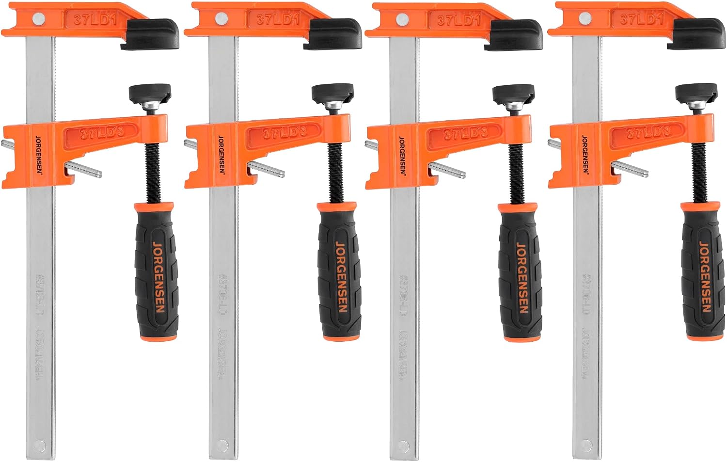6" Light-Duty Steel Bar Clamp Set, 300 lbs Load Limit, 4-Pack | F Clamps for Woodworking, Metalworking and DIY Projects