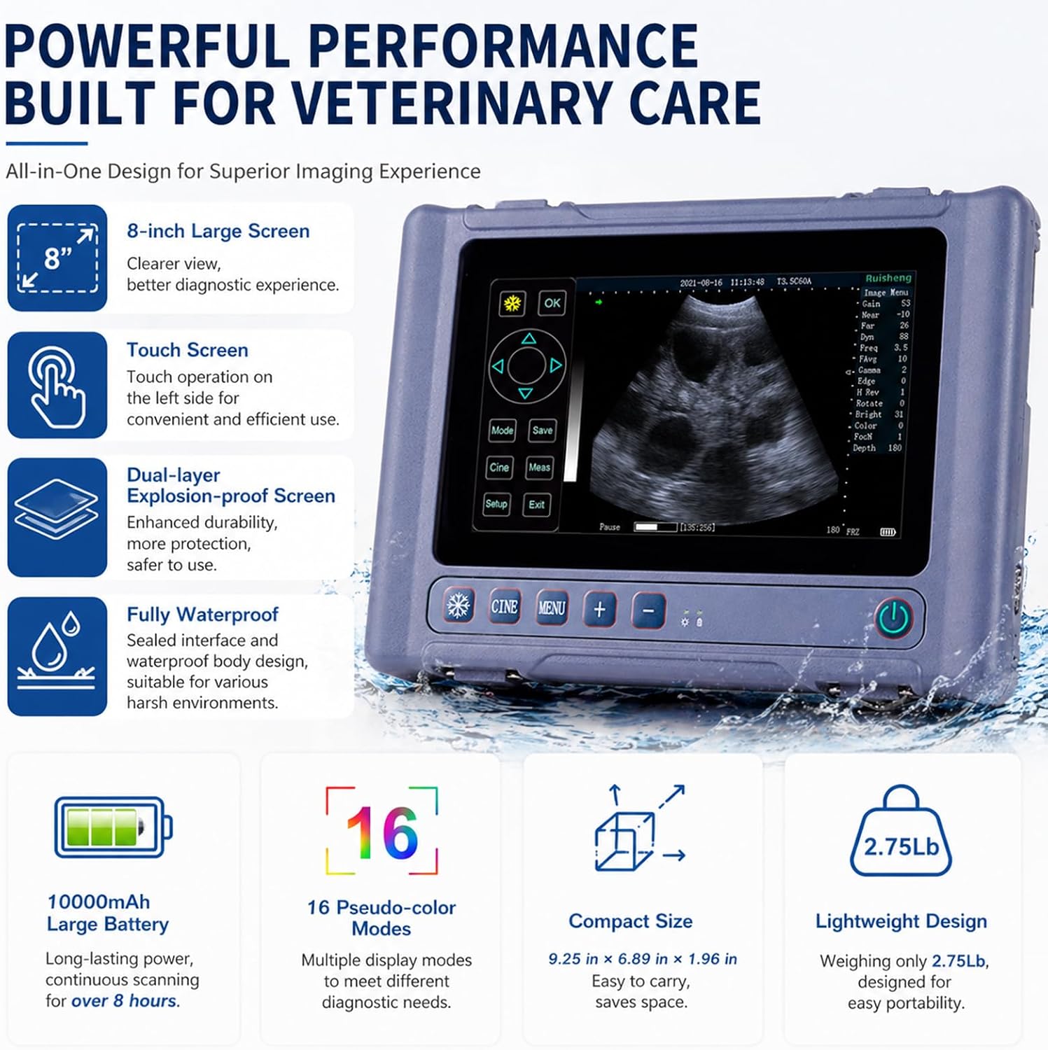 T1 Portable Veterinary Ultrasound Machine with 3.5 MHz Probe