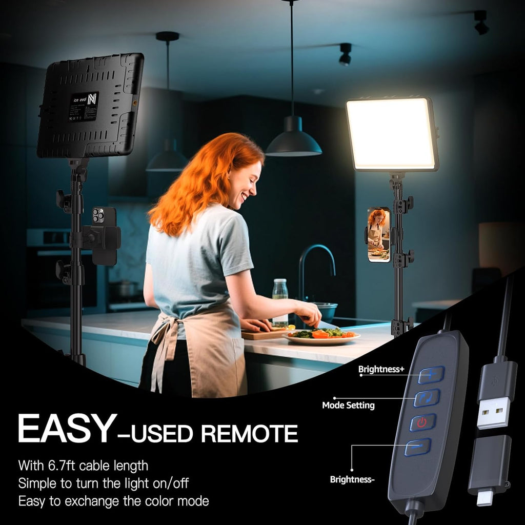 2-Pack LED Video Light Kit, NiceVeedi Studio Light, 2800-6500K Dimmable Photography Lighting Kit with Tripod